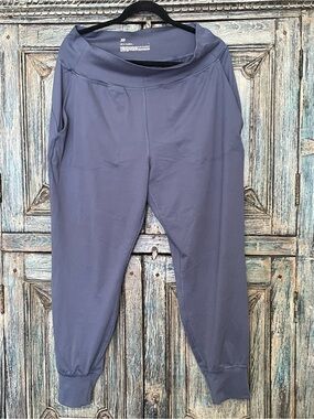 all in motion slate blue Performance Leggings with White Logo